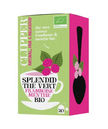 CLIPPER - Organic Green Tea - Splendid - Raspberry and Mint - 20 Organic Tea Bags - 1 pack - 35g