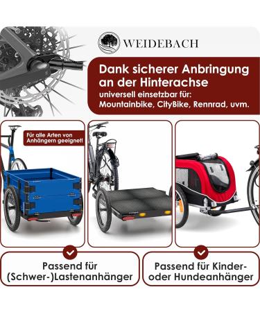 Weidebach Stable Bicycle Trailer Coupling - High Driving Stability Universal Fit for Standard Strollers - Durable Black One-Piece Design - Buy Online on GoSupps.com