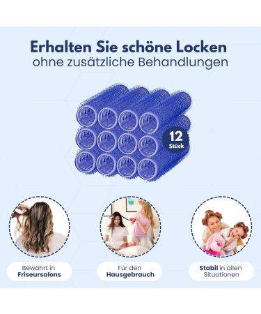Ponik's Hair Roller Curlers Set - 12 Self-Adhering Curlers (16mm) for Easy Curly Curls - Blue Hair Rolls & Scooter - Buy Online on GoSupps.com