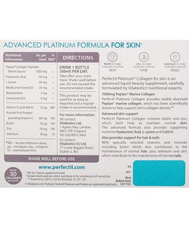 Vitabiotics Platinum Collagen Skin Drink - 10 x 50ml | Perfectil Skincare - Buy Online on GoSupps.com