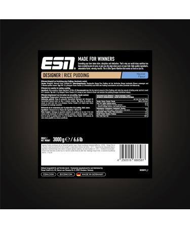 Buy ESN Instant Rice Pudding 3000g - Natural Low Fat Sugar-Free Snack - High-Quality Energy Source Made in Germany - Buy Online on GoSupps.com