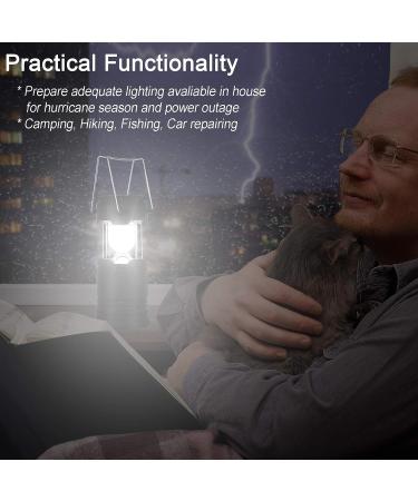 2 Pack Solar LED Camping Lanterns - Collapsible Rechargeable Flashlights for Emergency, Hurricane, Power Outages - Portable Survival Light for Hiking, Fishing - Black - Buy Online on GoSupps.com