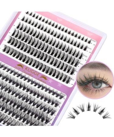 Kugge Cluster Lashes DIY Eyelash Extensions  240Pcs D Curl Cluster Eyelashes  8-16mm Mixed Length Individual Lashes Cluster  3D Effect Natural Wispy Lash Extensions at Home (20D+The Devil)