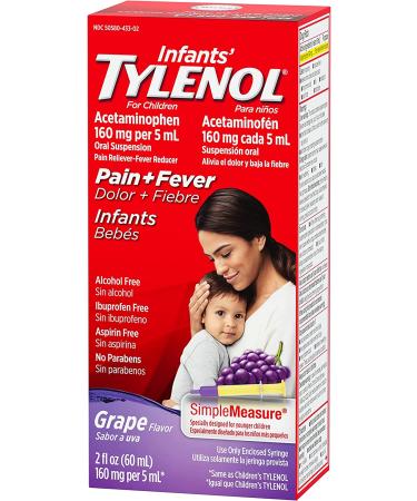 Infants' Tylenol Oral Suspension Liquid Medicine - Grape Flavor, 2 fl. oz - Buy Online on GoSupps.com