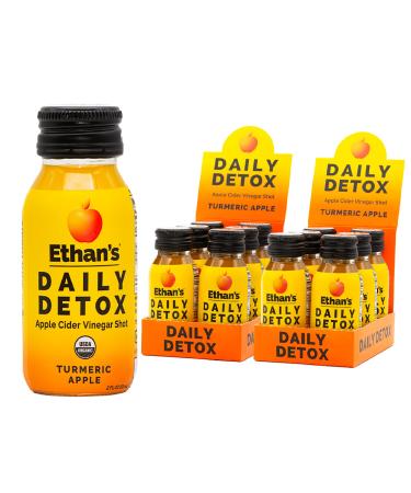 Ethans Daily Detox Shot, Turmeric Apple Flavor, ACV Supplement, Organic Apple Cider Vinegar Shots, Natural Body Juice Cleanse, Digestion Support Supplement, Gluten Free (12 Pack of 2oz Shots) Turmeric Apple 2 Fl Oz (Pack of 12)