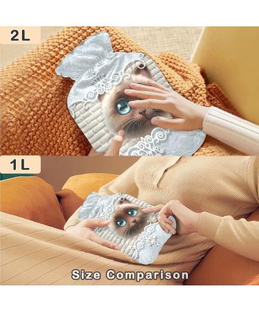 Naanle Cute 3D Cat Hot Water Bottle - 1L Transparent Heat Bottle for Back Pain Relief & Neck Therapy | Hand & Foot Warmer - Buy Online on GoSupps.com