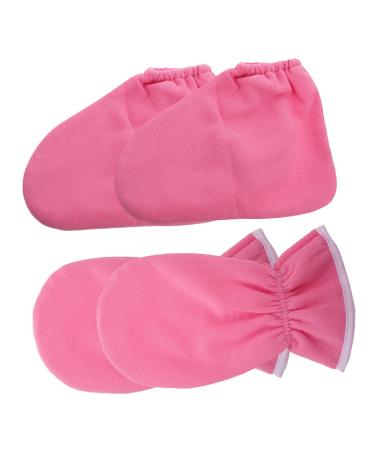 Moufles et Couvre-pieds en Paraffine Spa 2 Pi ces Taille Unique Rose Hydratants Confortables Soins des Mains Pieds Usage Domestique et Professionnel