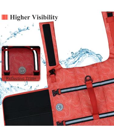 Vivaglory Ripstop Dogs Rescue Vest - Small Medium Boat Enhanced Buoyancy & Visibility Red - L: 63-78cm Chest - Buy Online on GoSupps.com