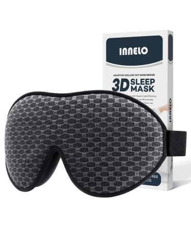 INNELO Sleep Mask, 2022 Comfortable Light Blocking Eye Mask for Men Women, 3D Contoured Cup Sleeping Mask No Pressure Soft Eye Masks Covers for Sleeping Blindfold for Travel Nap Night Shift - Grey