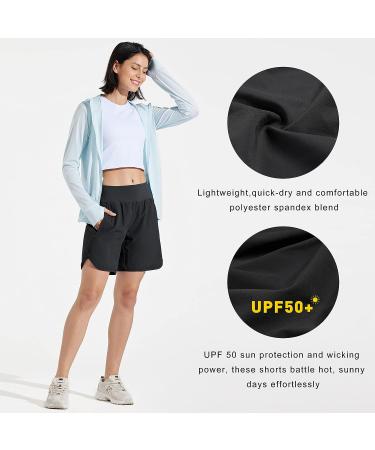 Libin Women's 7'' Athletic Running Shorts with Liner, High Waist, Quick Dry - Black, Large - Buy Online on GoSupps.com