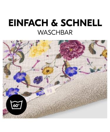 Buy Hauck Topper & Towel for Changing Padding - Breathable Muslin & Terry Fabric Washable at 60 C - Ideal for Baby Girls - Compatible with Hauck Clean Baby Wrap (Beige Floral) - Buy Online on GoSupps.com