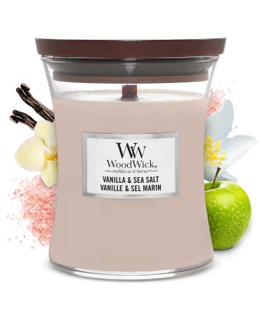 WoodWick Medium Hourglass Scented Candle | Vanilla & Sea Salt | with Crackling Wick | Burn Time: Up to 60 Hours MEDIUM Vanilla Sea Salt