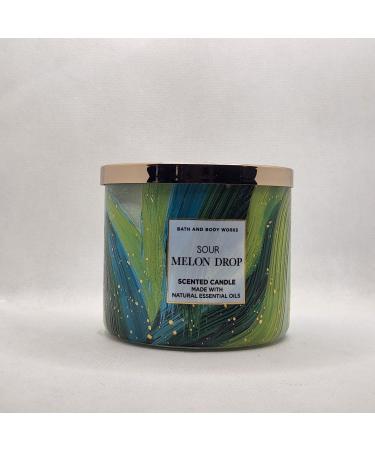 Bath & Body Works White Barn 3-Wick Candle w/Essential Oils - 14.5 oz - 2022 Early Summer Scents! (Sour Melon Drop)