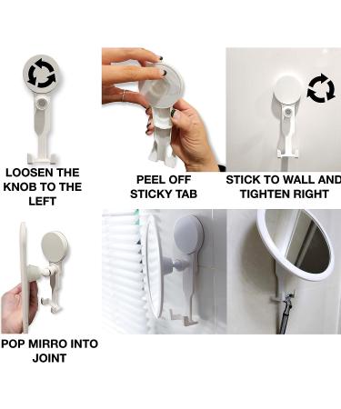 Shower Mirror with Razor Holder and Suction Cup - Shatterproof Fogless Bathroom Mirror with Tweezers - Round Design - Buy Online on GoSupps.com