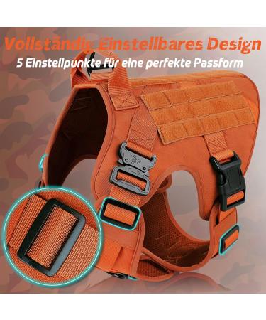 Rabbitgoo No Pull Dog Harness for Medium & Large Dogs | Tactical Military Vest with Metal Buckle & Adjustable Padding - Breathable Safety Harness in Orange (1 Pack) - Buy Online on GoSupps.com
