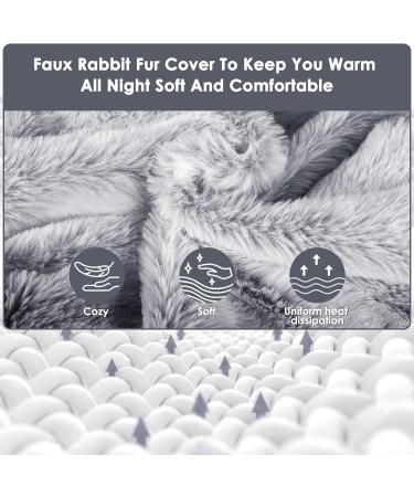 BOLEi 2L Hot Water Bottle with Faux Fur Cover - Leakproof Large Hot Water Bag for Pain Relief - Ideal for Women, Seniors, Children - Grey - Buy Online on GoSupps.com