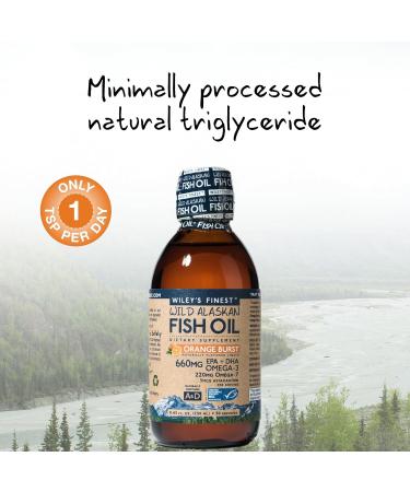 Wiley's Finest Wild Alaskan Fish Oil - Orange Burst 660mg, 8.4 fl oz (250ml) - Omega-3 Supplement - Buy Online on GoSupps.com