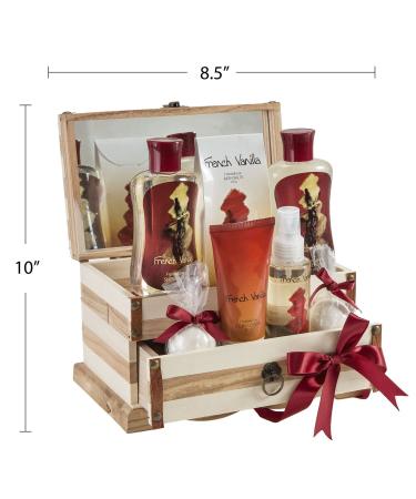 French Vanilla Bath Set: Bath Bombs, Lotion, Spray, Salts, Gel & Bubble Bath in Luxury Wooden Box for Women - Buy Online on GoSupps.com