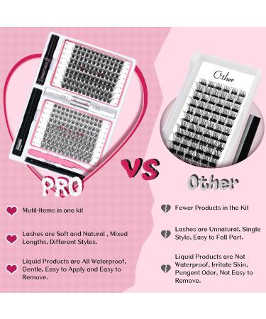 PRO DIY Lash Extension Kit Cluster Lashes Kit with 216 Pcs Lash Clusters Lash Bond and Seal 5ml Overnighter 10ml Remover Eyelash Applicator Lash Brush for Beginner DIY at Home (Volume+Natural Kit) DIY Lash Kit Volume+Natural (216Pcs) - Buy Online on GoSupps.com