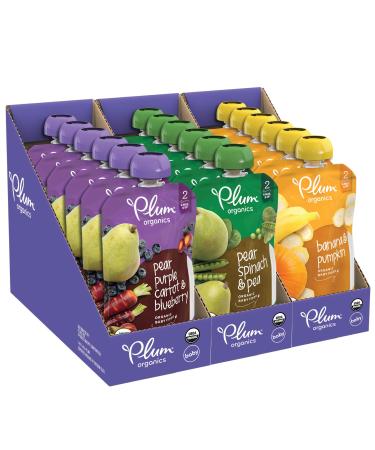 Plum Organics Baby Food Pouch  Stage 2  Fruit and Veggie Variety Pack  3.5 Ounce  18 Pack  Fresh Organic Food Squeeze  For Babies Kids Toddlers