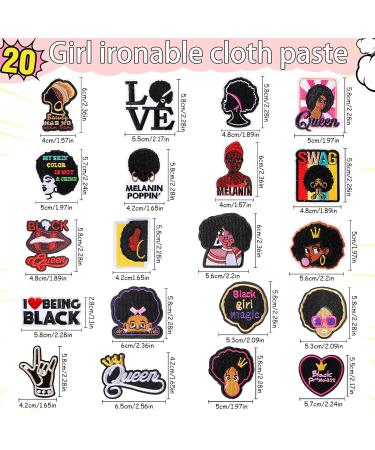 20 Black Girl Iron on Embroidered Patches - DIY Clothing Applique for Jeans, Jackets & Backpacks (Novelty Style) - Buy Online on GoSupps.com