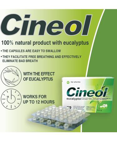 Cineol Eucalyptol - 100% natural - capsules with eucalyptus oil - against inflammation of the upper respiratory tract and colds - dietary supplement - 100 pcs. - Buy Online on GoSupps.com