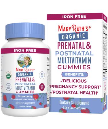 Prenatal Vitamins for Women by MaryRuth's | USDA Organic Prenatal Gummies | Postnatal Vitamins for Women Breastfeeding | Methylfolate 800 mcg DFE | Iodine | Vegan | Non GMO | 30 Servings
