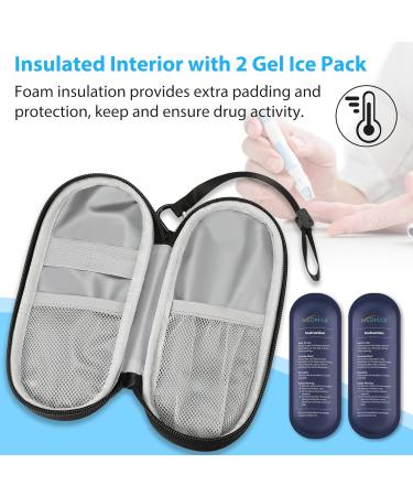 MEDMAX Insulin Cooler Travel Case with 2 Ice Packs - Portable Water Resistant Diabetic Medication Organizer - Insulated Cooling Bag for Insulin Pen - Black - Buy Online on GoSupps.com