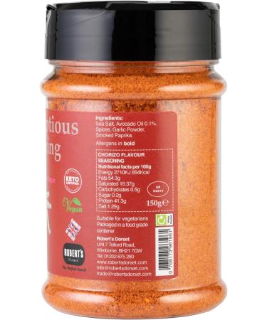Scrumptious Seasoning 150g Pot - Available in Multiple Flavours - Allergen Free Keto & Vegan Sustainable and Handmade in Britain (Chorizo) - Buy Online on GoSupps.com