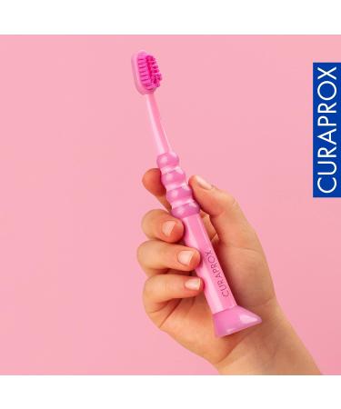 Curaprox Baby Gift Set - Pink Teething Ring Pacifier & Ultra-Soft Toothbrush | Ideal International Gift for Babies - Buy Online on GoSupps.com