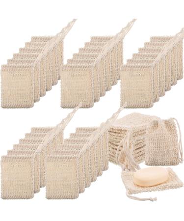 Rtteri 150 Pieces Soap Exfoliating Bag  Natural Sisal Soap Pouch  Soap Saver Body Shower Bar Soap Pouch Shampoo Soap Bags Mesh Body Soap Net with Drawstring for Foaming and Drying