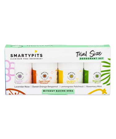SmartyPits - Essential Oil | Mini Deodorant Sampler Pack Sensitive Skin Formula (Baking soda Free) Lavender Rose