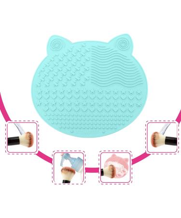  2-Pack Makeup Brush Cleaning Mat Cute Cat Animal Design Silicone Portable Brush Cleaner Pad Washing Tools with Suction Cups (Green+Pink) - Buy Online on GoSupps.com