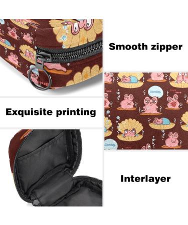 Kawaii Pearl Oyster Cartoon Bandage Storage Bag for Menstrual Pads & Cups | Cute Zipper Pocket for Women & Teens - Buy Online on GoSupps.com