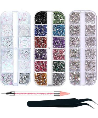 4200 pieces of rhinestones nail nail art 36 colors glitter stones decorations nail stones for nail art accessories and clear crystal street stones with rhinestone pitcher and dotting pen - Buy Online on GoSupps.com