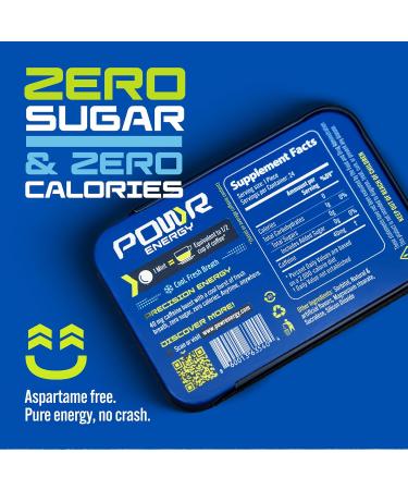 POWR Energy - 4 Tin Bundle (96 Mints Total) - 40mg of Caffeine P/Mint - Sugar Free - Zero Calories - Pre-Workout Cycling Running Endurance - Fast Acting Energy - Buy Online on GoSupps.com