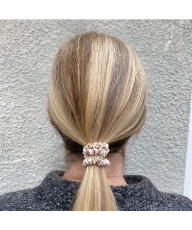 Silk Scrunchie Hair Tie Hairband 100% Mulberry Silk Hair Tie Skinny 22 Momme Bobble (Beige) - Buy Online on GoSupps.com