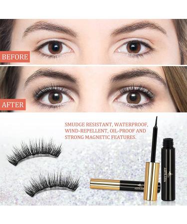 Magnetic Eyelashes with Eyeliner & Tweezers - 10 Pairs Reusable Natural Black Lashes - Buy Online on GoSupps.com