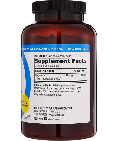 Buy Twinlab Magnesium High Absorption 420mg - 200 Capsules for Optimal Health - Buy Online on GoSupps.com