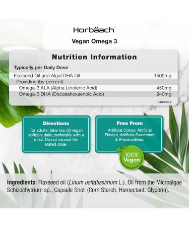Horbaach Vegan Omega 3 1500mg - 60 Softgels - Buy Online on GoSupps.com