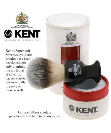 Kent BLK4S Silvertext Synthetic Shaving Brush with Black Resin Handle - Luxury Shaving Tool for Perfect Lather - Made in England - Buy Online on GoSupps.com