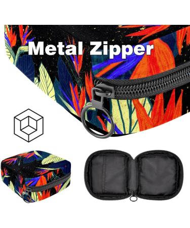 Menstruation Pad Bag with Zipper | Women's Napkin & Tampon Organizer | Black Floral & Tropical Designs - Buy Online on GoSupps.com