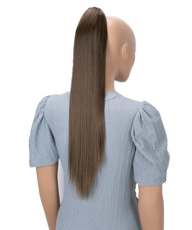 CAISHA 24" Hairpiece Ponytail Clip On Extension Long Hair Straight Light Brown H608 light brown #12 H608