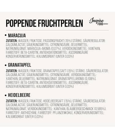 Inspire Food Bubble Tea Pearl Set - 3-Pack Popping Boba | Blueberry Pomegranate Maracuja | 100% Vegan Gluten-Free Tapioca Pearls - 450g Each - Buy Online on GoSupps.com