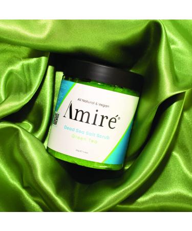 Amire Green Tea Dead Sea Salt Body Scrub | All Natural Body Polish with Argan Peppermint & Sunflower Oil - International Shipping Available - Buy Online on GoSupps.com