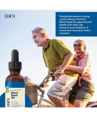 RAWYA Black Seed Oil - Cold Pressed - Nigella Sativa- High TQ 2% - Kalonji Oil - Premium Black Cumin Seed for Beauty and Wellness - Daily Essentials Nutrients - 1.7 Fl Oz Glass Bottle - Buy Online on GoSupps.com