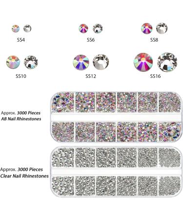 9000-Piece Nail Art Rhinestones Set - Colorful Crystal Gems with Picker & Tweezers | Mixed Sizes for Nail Design - Buy Online on GoSupps.com