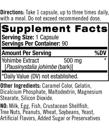 Natrol Yohimbe Bark 500mg Capsules - 90 Count | Natural Energy Booster - Buy Online on GoSupps.com