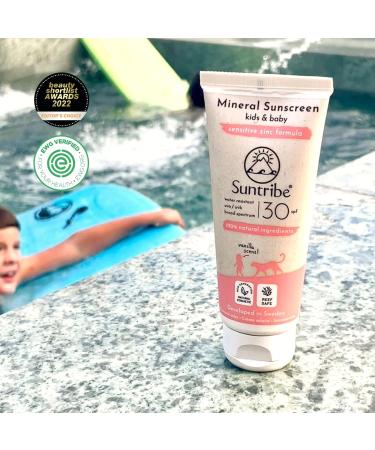 Suntribe Natural Baby & Kids Mineral Sunscreen SPF 30-100ml | Organic & Perfume-Free | 100% Natural & Reef Safe | Water Resistant | Best Mineral Sunscreen 2022 - Buy Online on GoSupps.com
