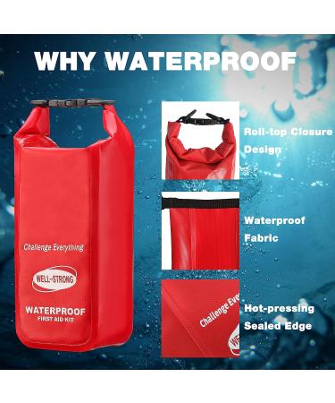 WELL-STRONG Waterproof First Aid Kit Roll Top - Boat Emergency Kit for Fishing, Kayaking, Boating, Swimming, Camping, Rafting - Beach Red WS011-Red - Buy Online on GoSupps.com